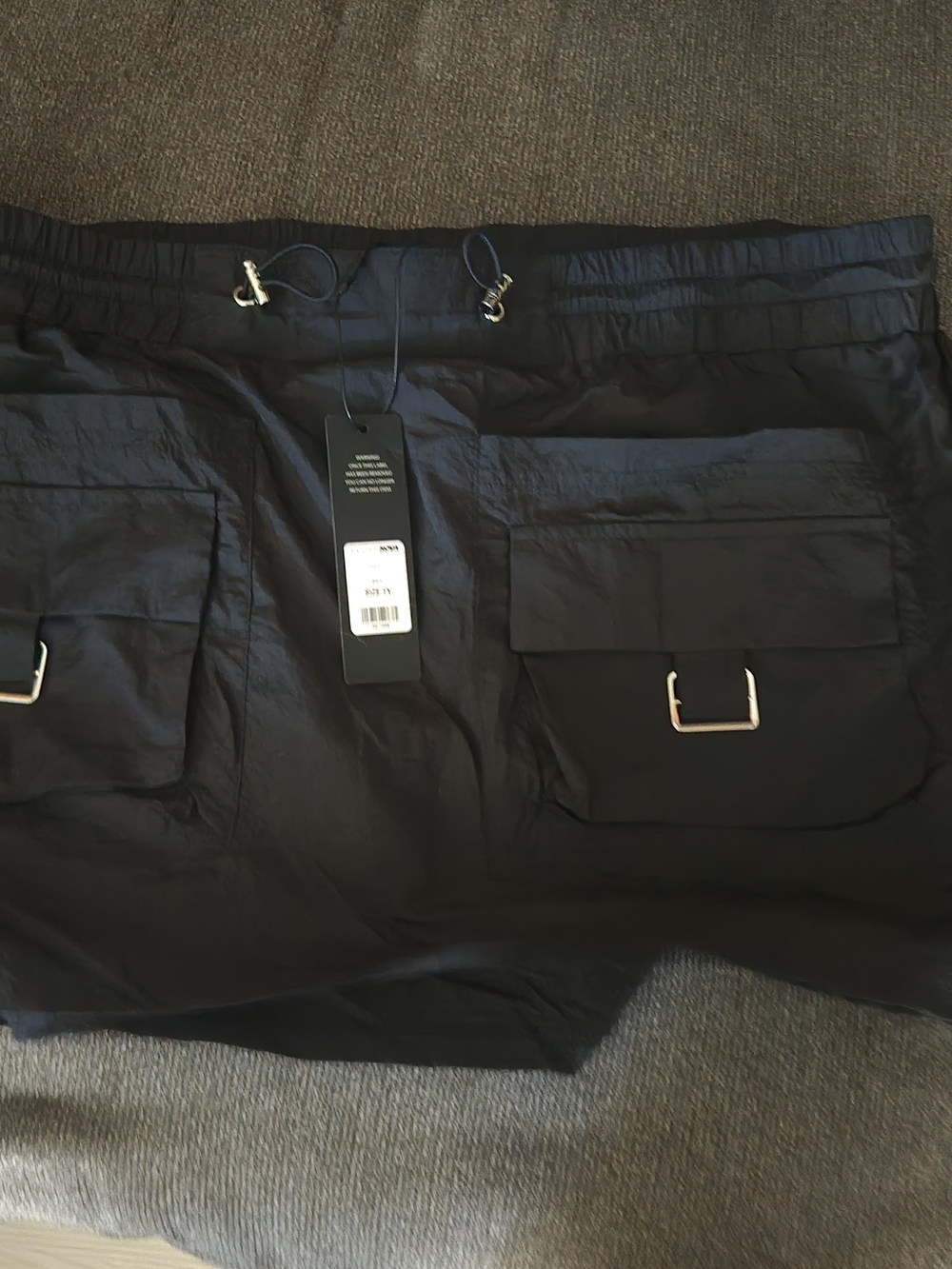 Fashion Nova Women Mini Skirt Black Cargo Pants with Buckle Flap Pockets